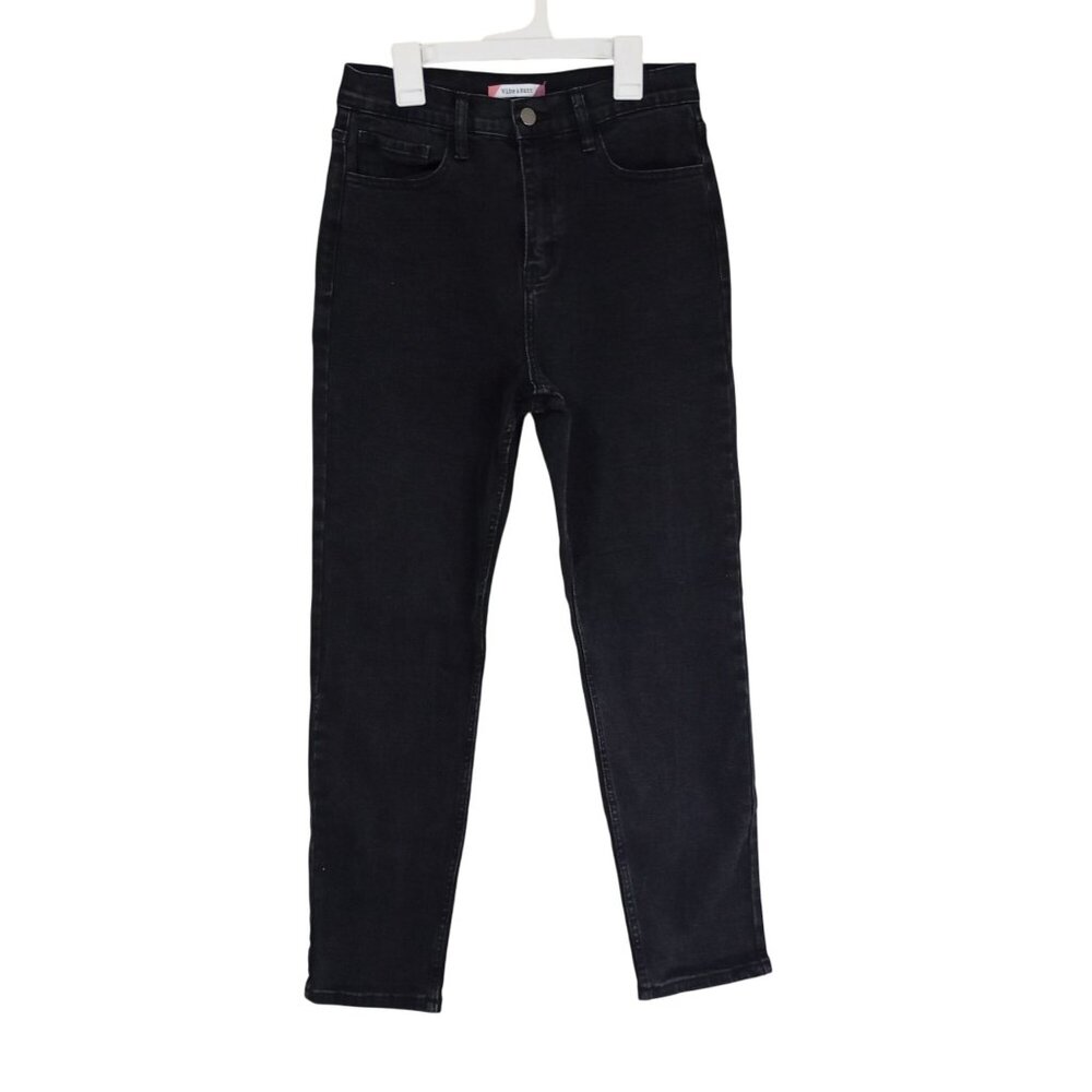 Vibe & Rant High-Waisted Black Denim straight Jeans Womens Size 9W29 Cotton Blen